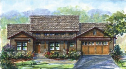 The Blackberry home floor plan in a watercolor painting.